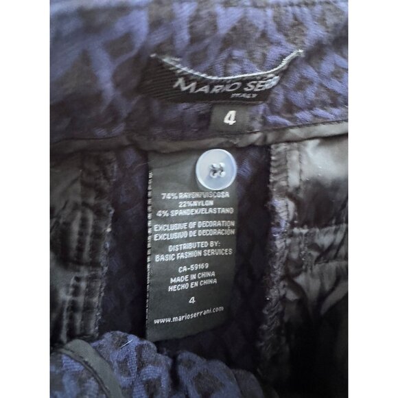 Mario Serrani Italy Womens Navy Geometric Pattern Womens Pants 4 rayon‎ - Picture 7 of 7